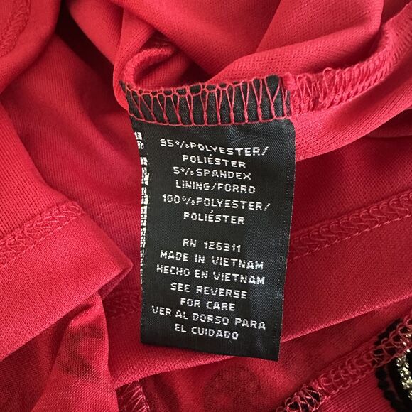 RN Studio Dress Size 6 Red Black Scroll Print Sheath Short Sleeve Holiday Party - Picture 10 of 11